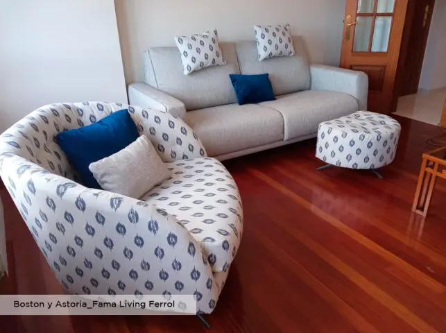Astoria sillón gamusino con Boston Fama living Ferrol