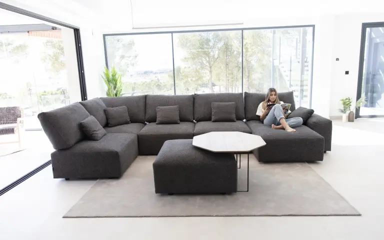 Tessuto Fama liscio grigio scuro Syke