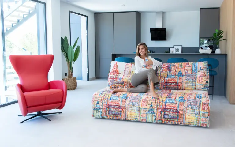Indy sofa bed with Mariscal pattern