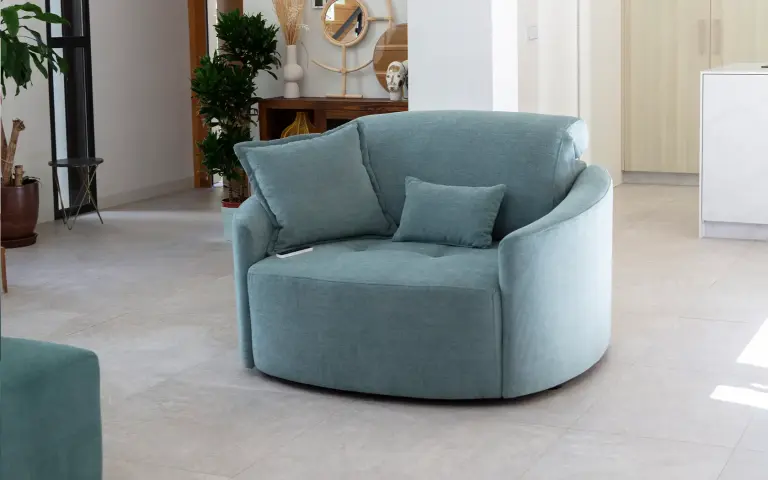 Fauteuil relax électrique Paradis Moon de Fama Sofás en bleu turquoise, idéal pour lire ou se détendre en tout confort.